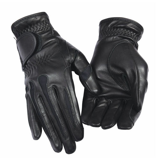 black leather riding gloves