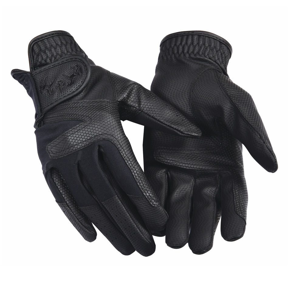 black textured riding gloves