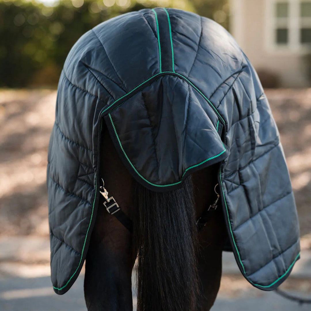 green quilted horse blanket