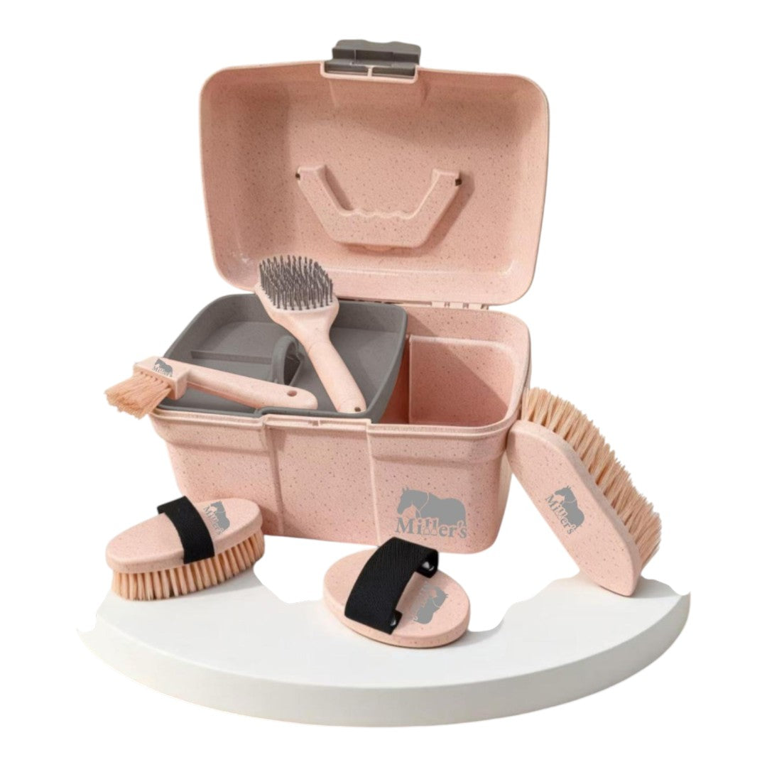 grooming box and brushes