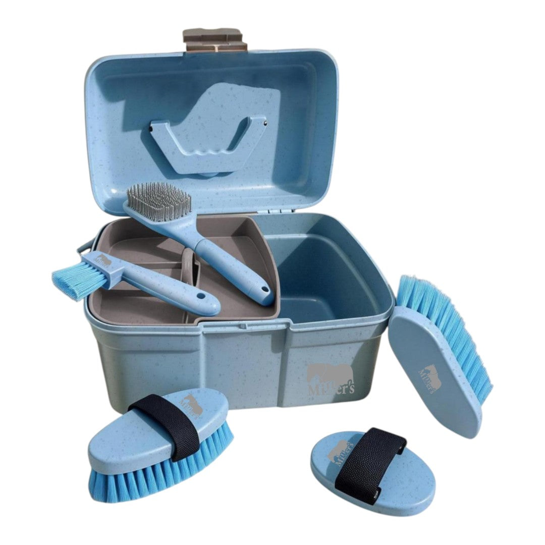 grooming box and brushes