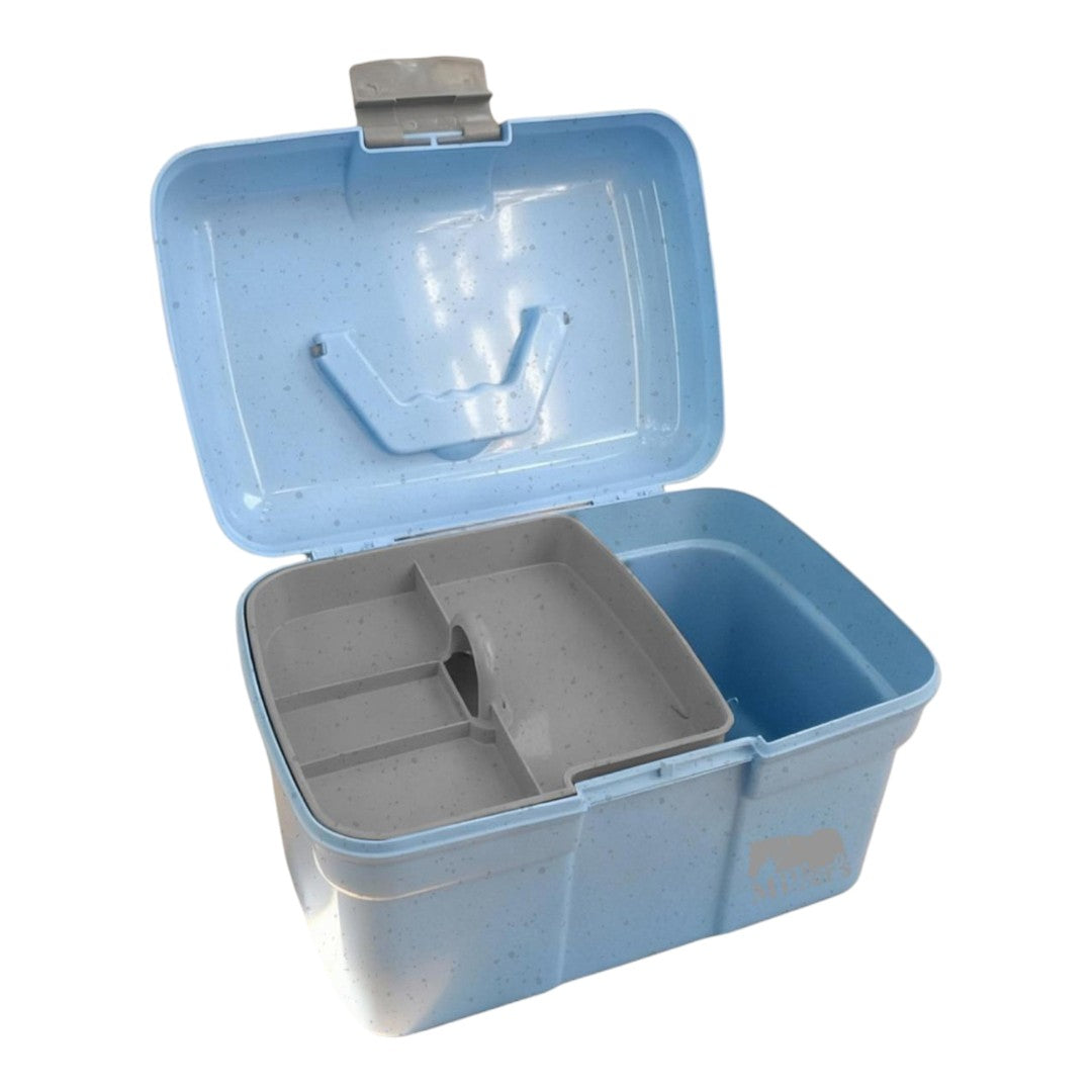 grooming box and brushes