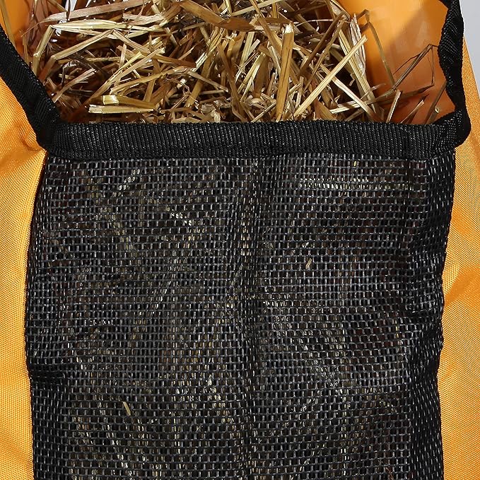 Majestic Ally 1200 D Hay Feeder Tote Bag for Horses, Sheep with Reflective Trim- Reduces Waste - Comes with 36” Hay Net (Purple)