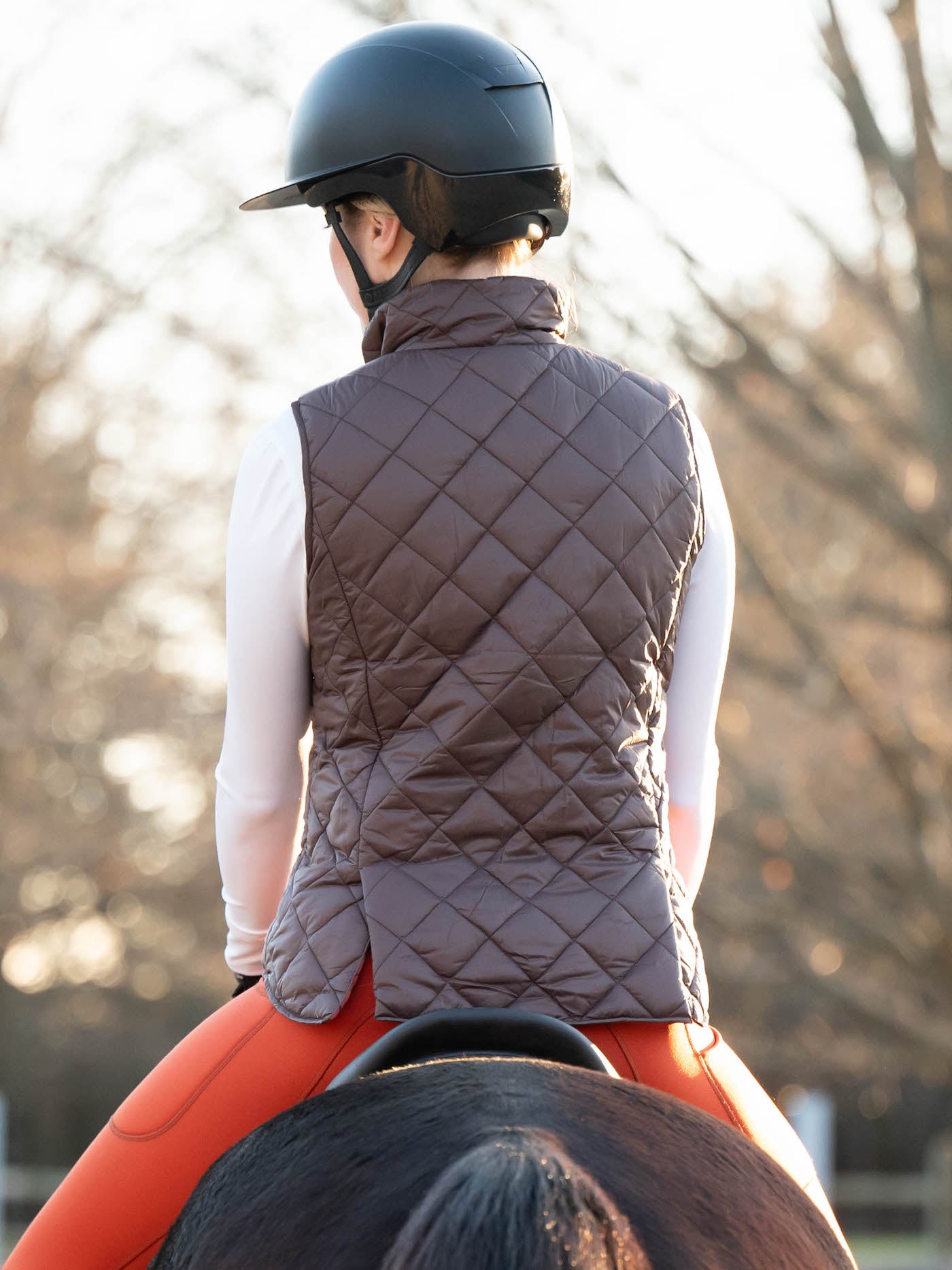 Brown quilted riding vest