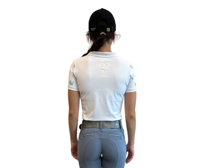 white sunshirt with printed short sleeves