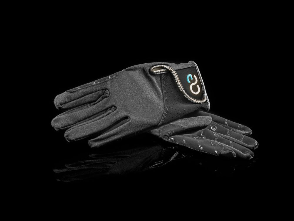 black riding glove with shimmer accent