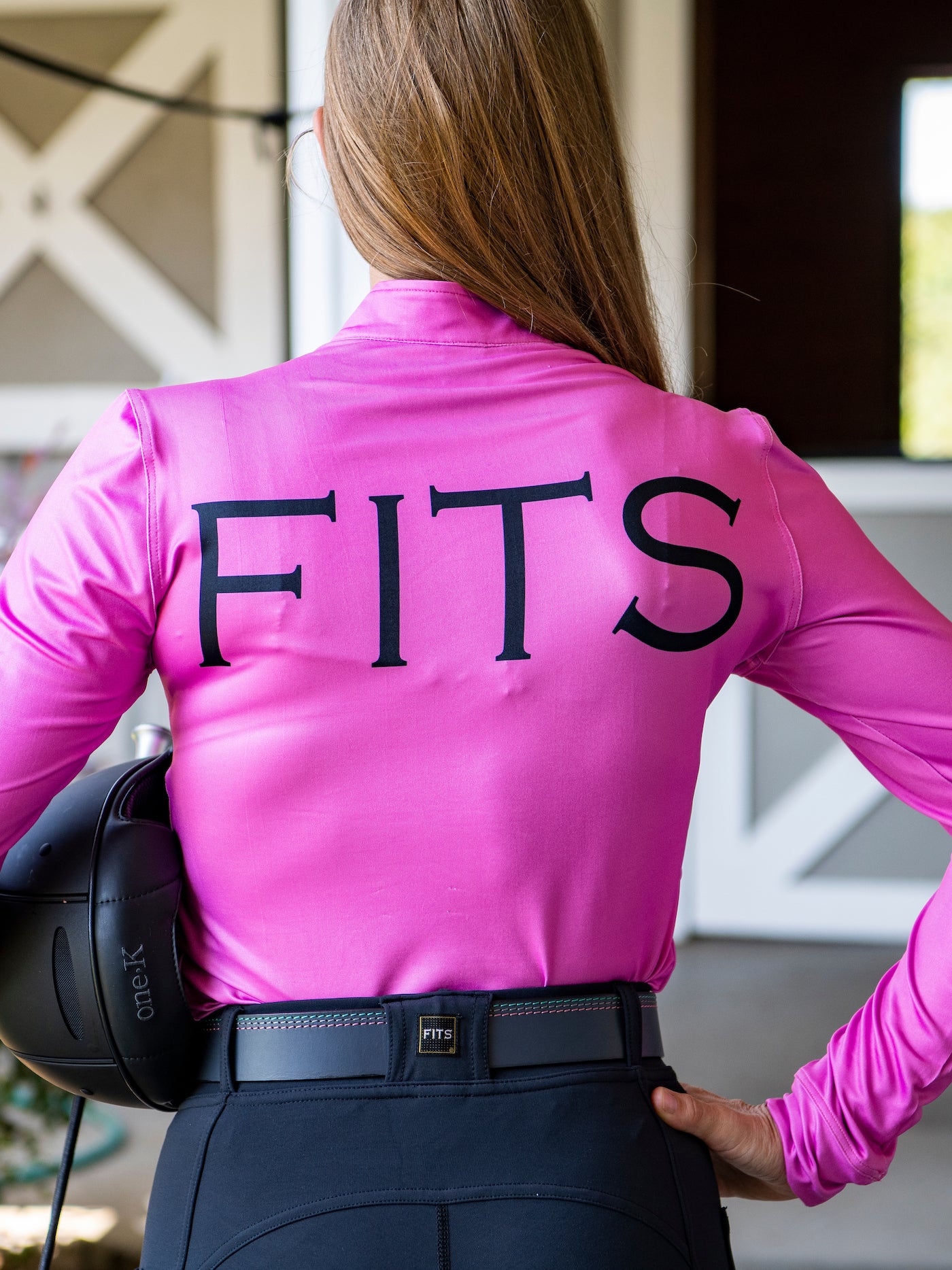 pink long sleep riding shirt