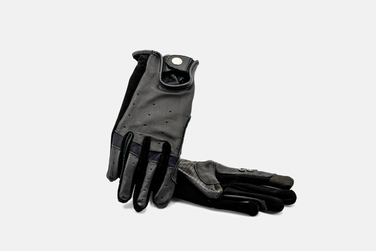 black leather riding gloves