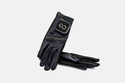 black riding gloves with shimmer accent
