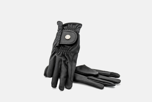 black leather riding gloves