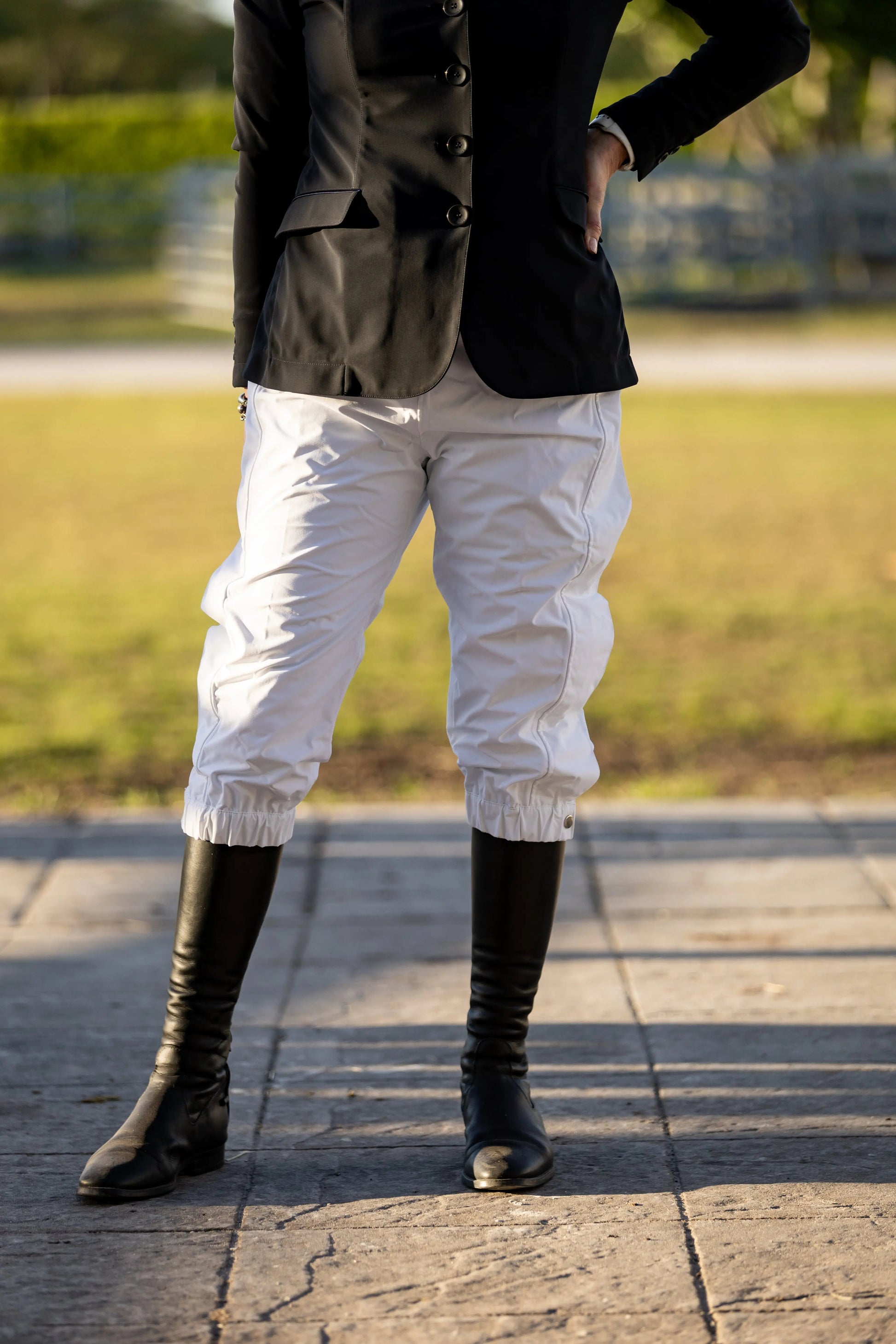 white rain pants