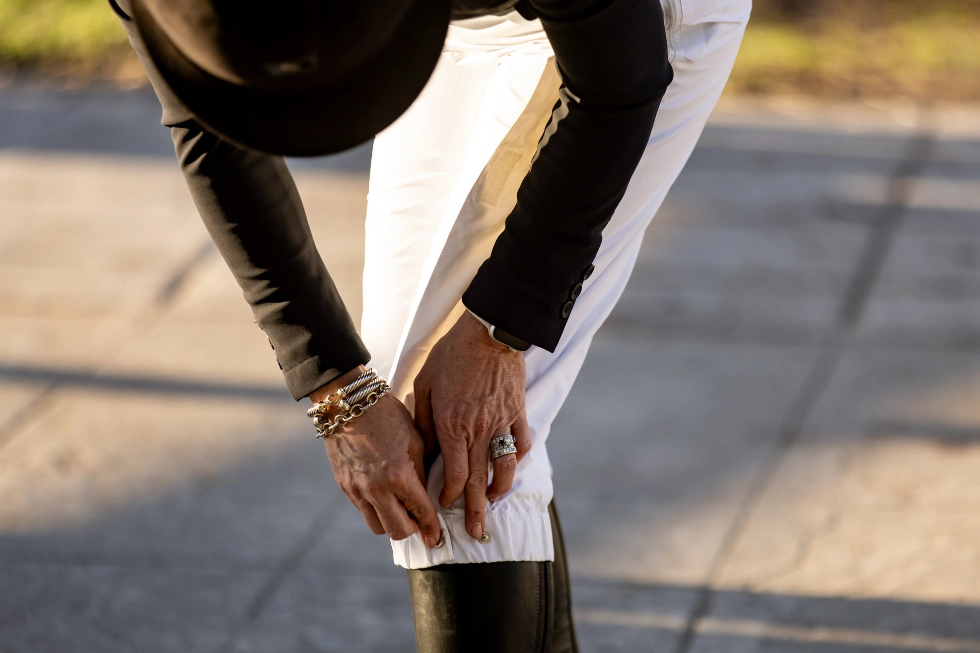 white rain pants