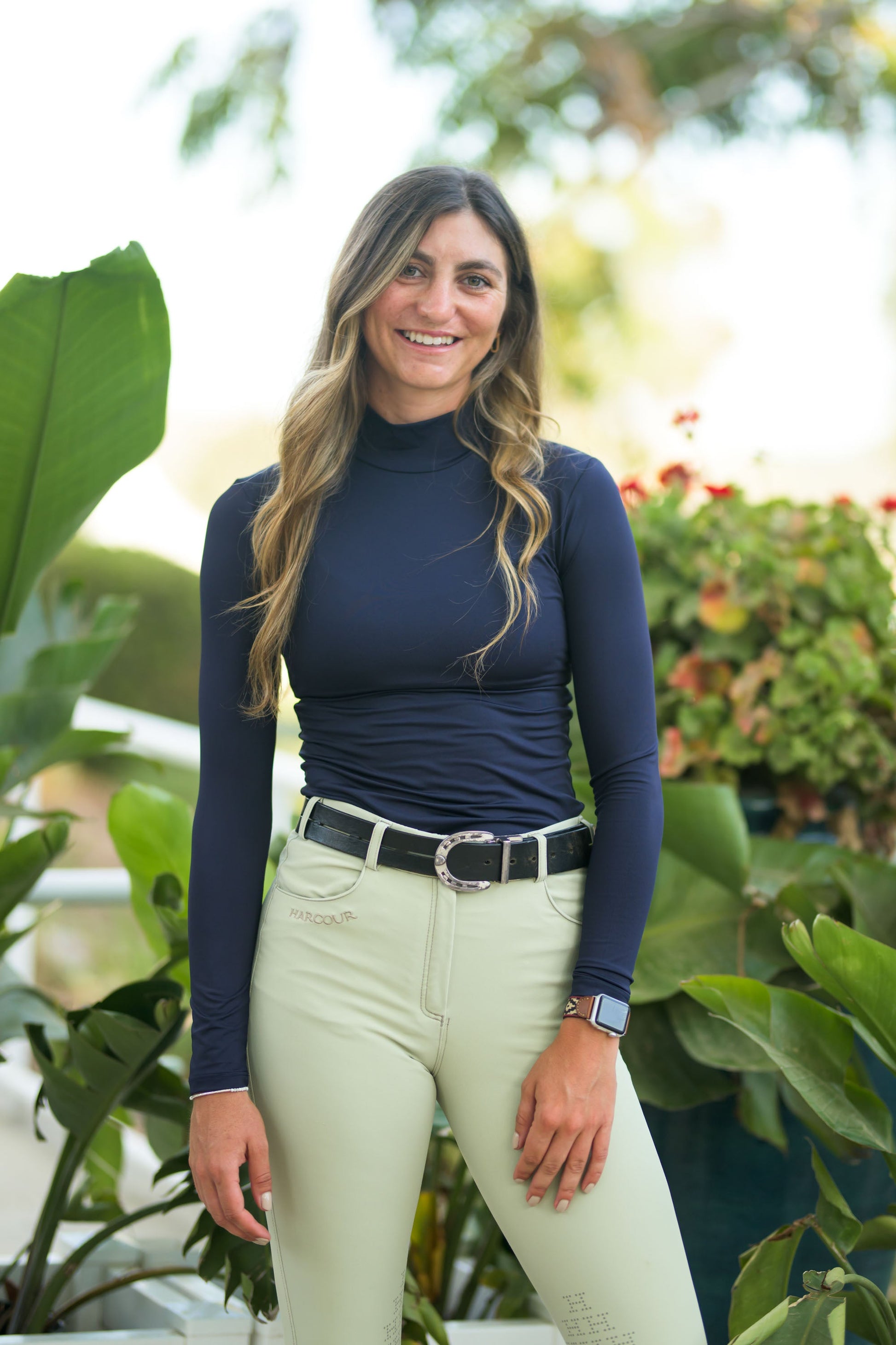 blue turtleneck baselayer riding shirt