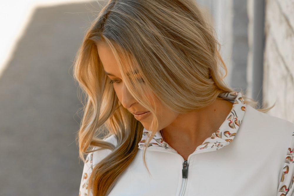 white sun shirt with printed short sleeves