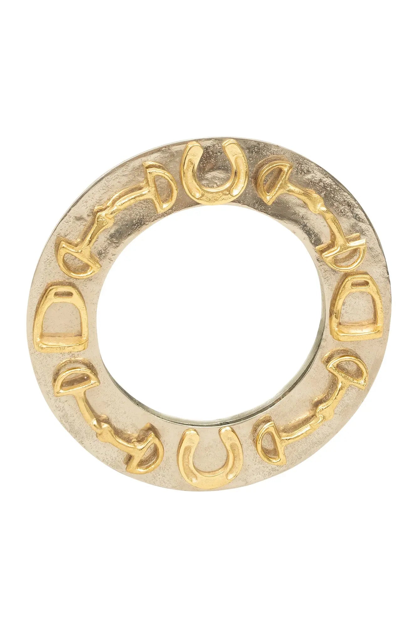 mirror with a horseshoe, stirrup and bit design