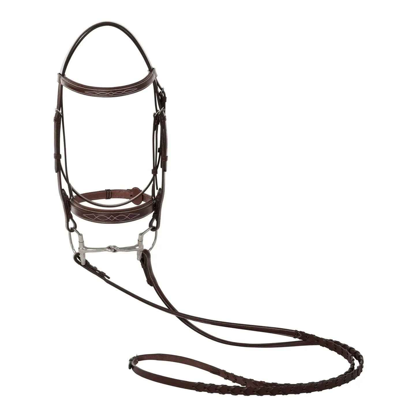 Brown horse bridle with reins 