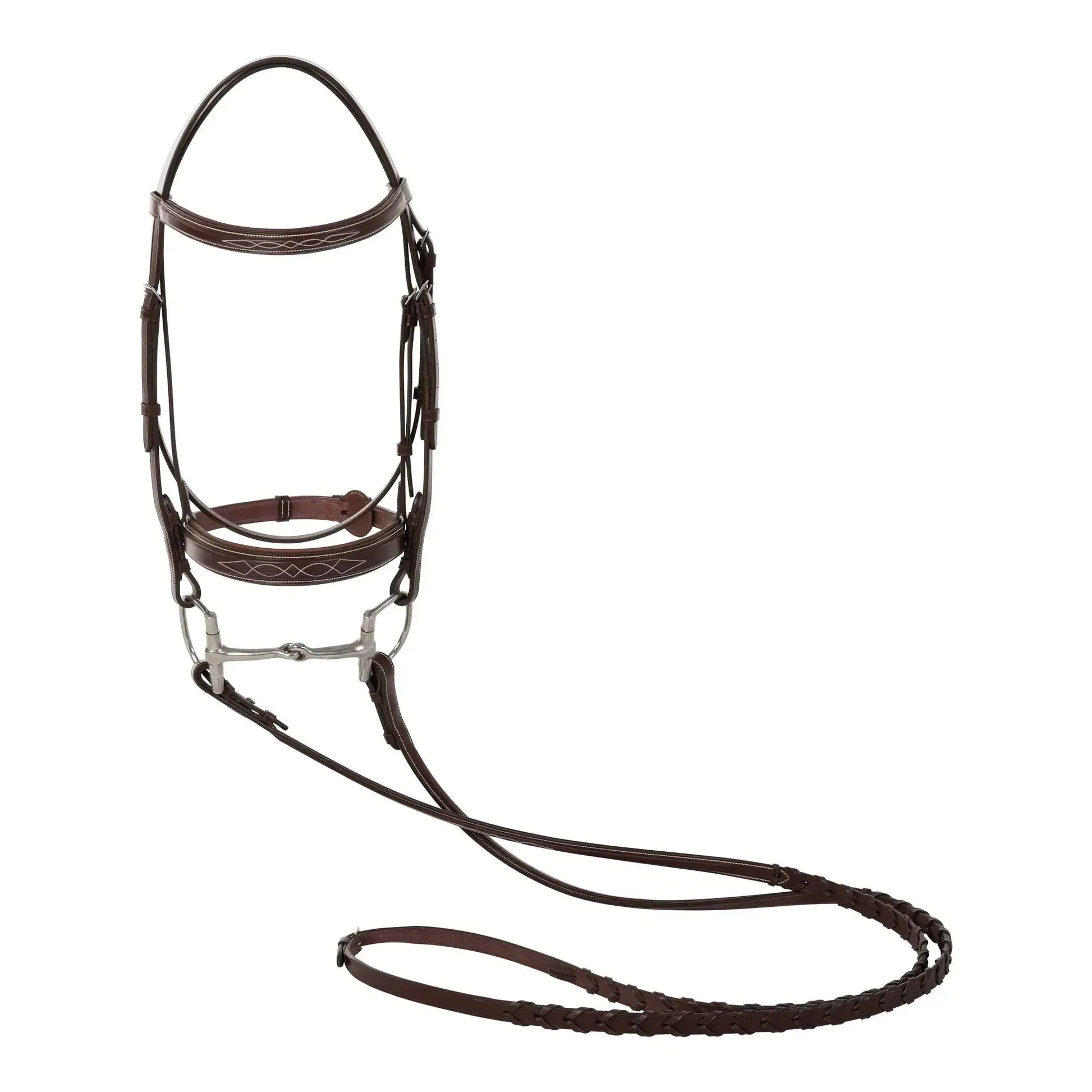 Brown horse bridle with reins 