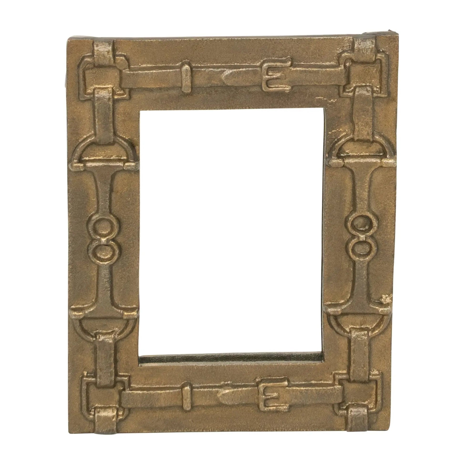 Decorative bronze picture frame on a white background