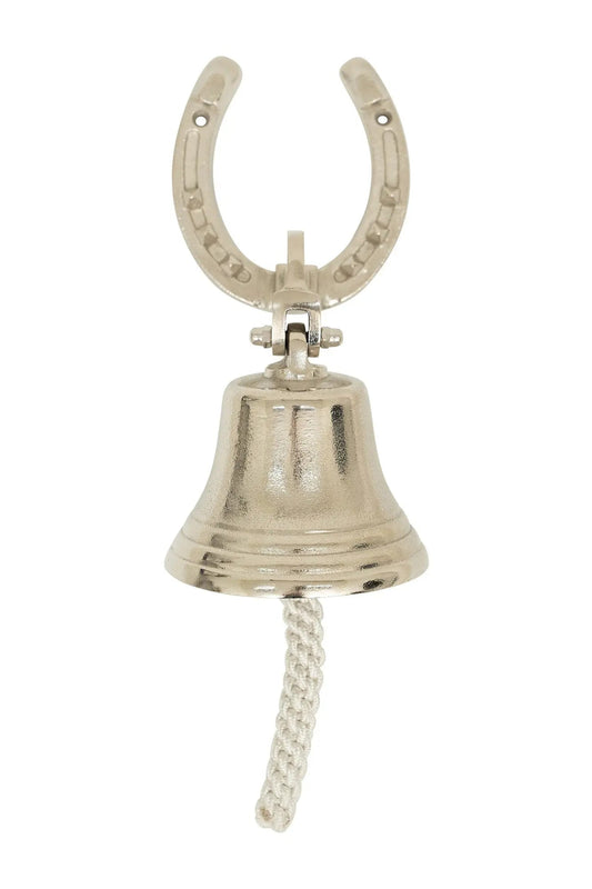 Decorative bell with horseshoe on a white background