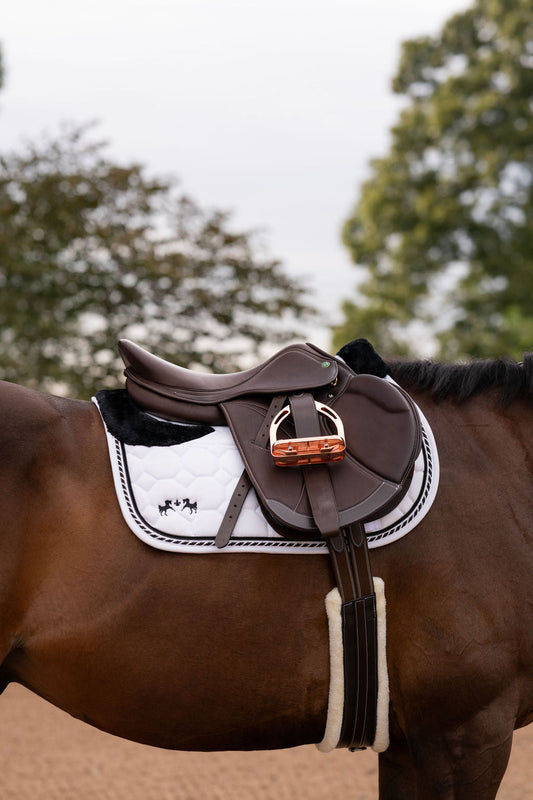 white plush saddle pad