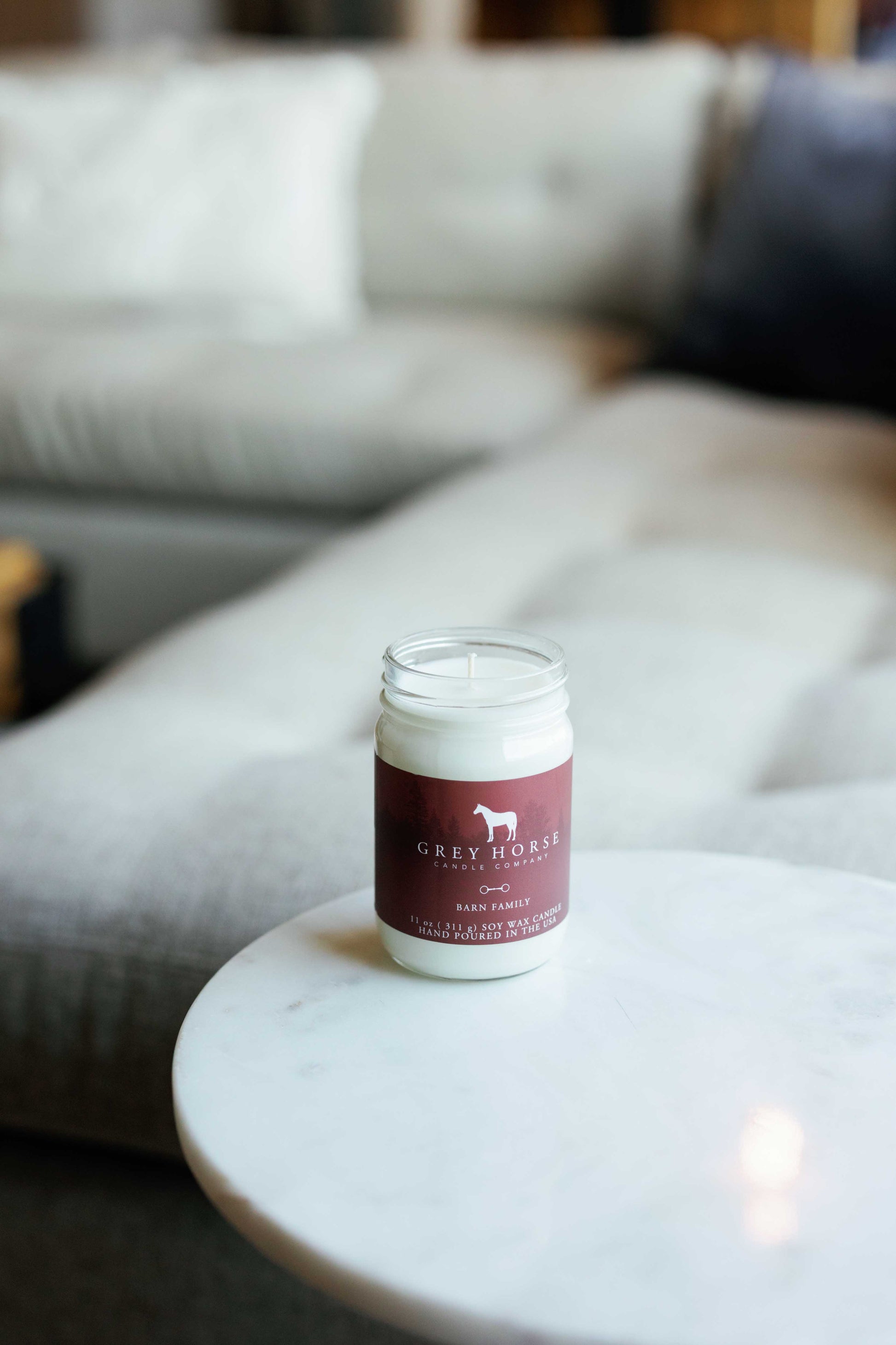 Grey Horse candle company Barn Family scent