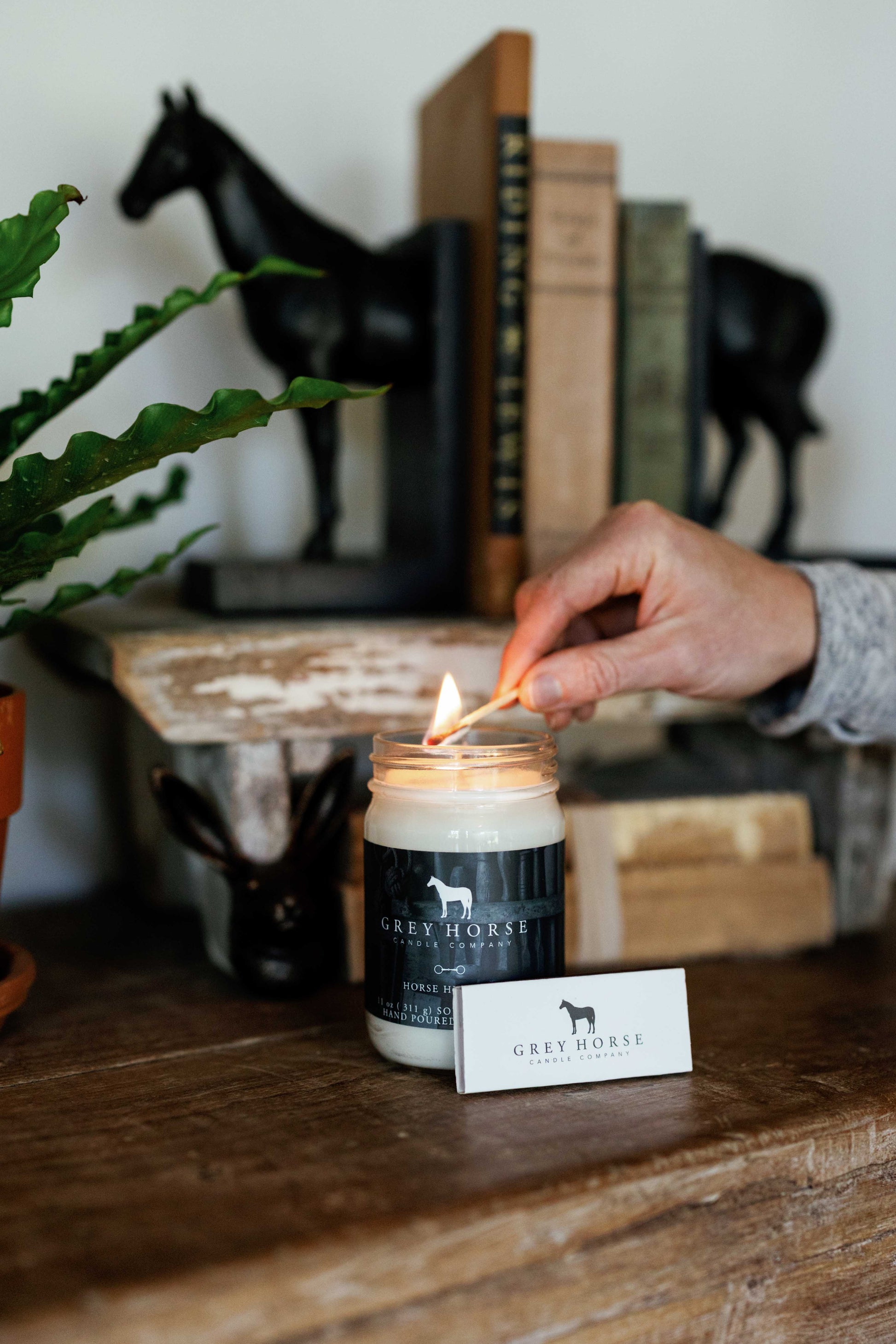 Grey horse candle co horse husband scent