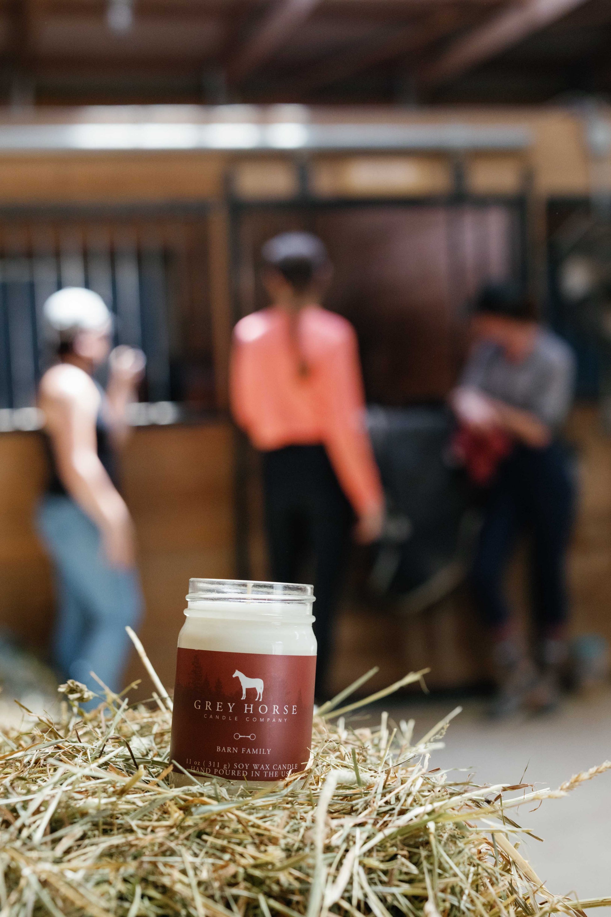 Grey Horse candle company Barn Family scent