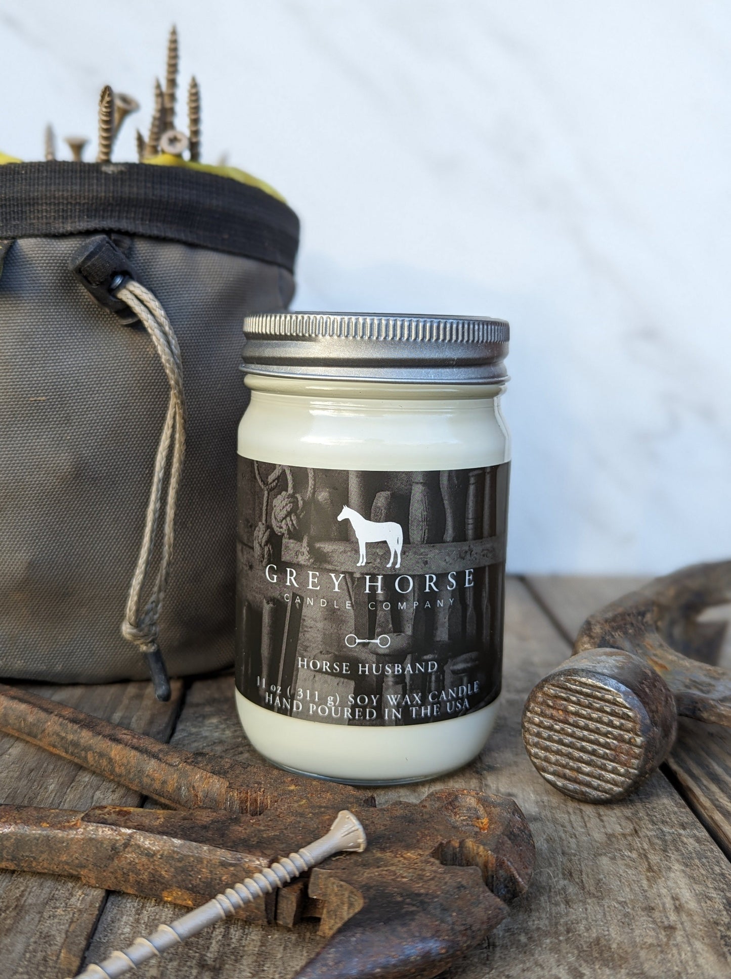 Grey horse candle co horse husband scent