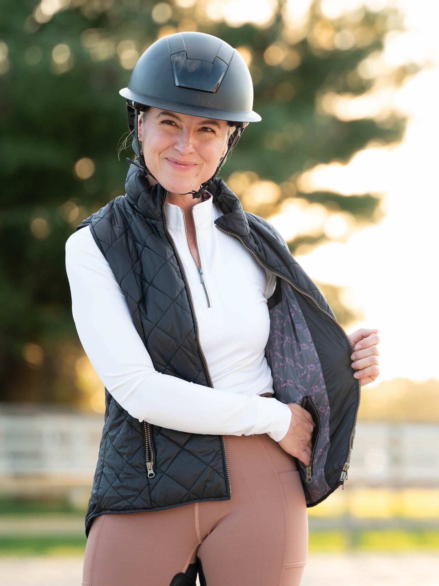 Black quilted riding vest