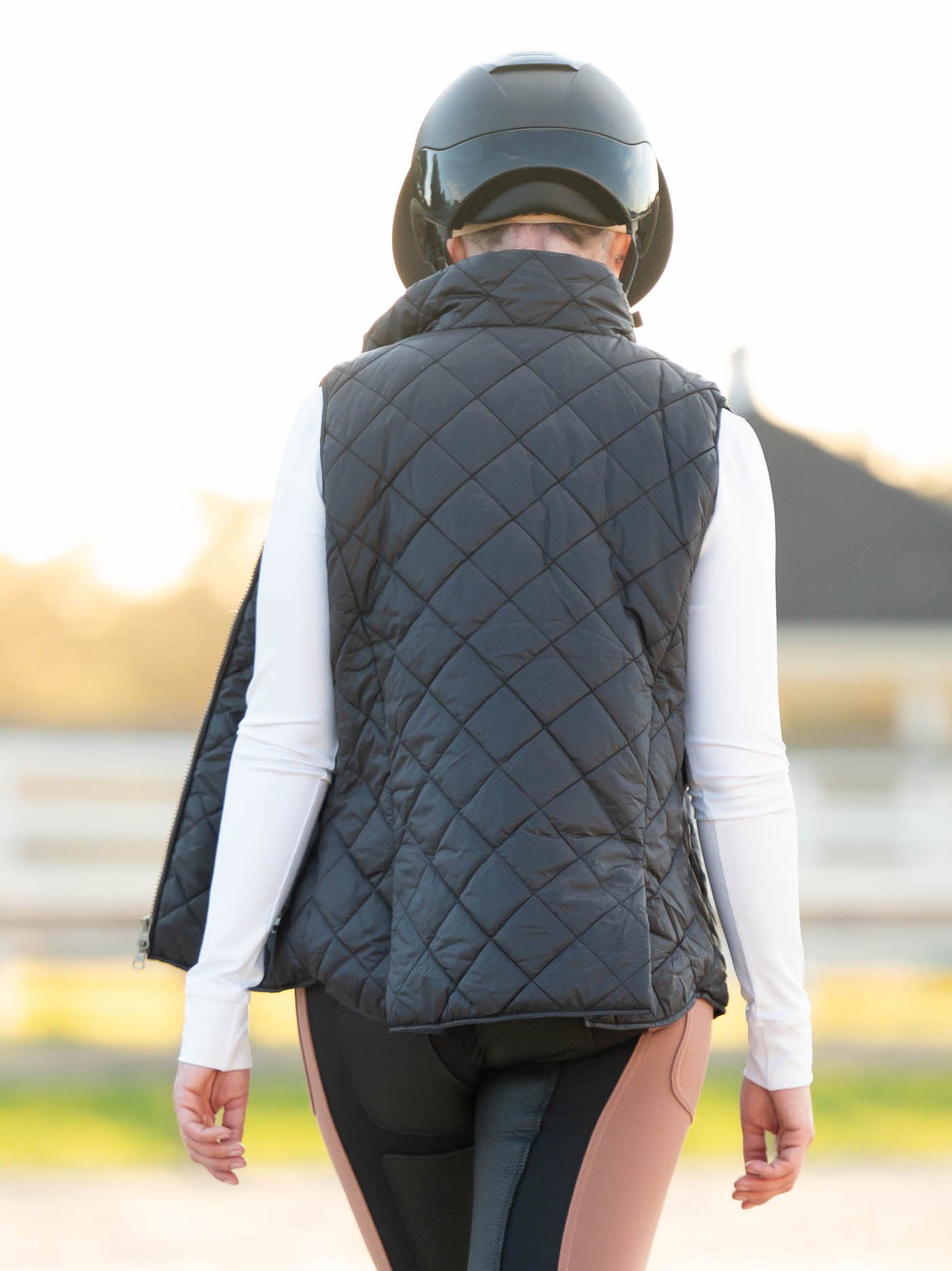 Black quilted riding vest