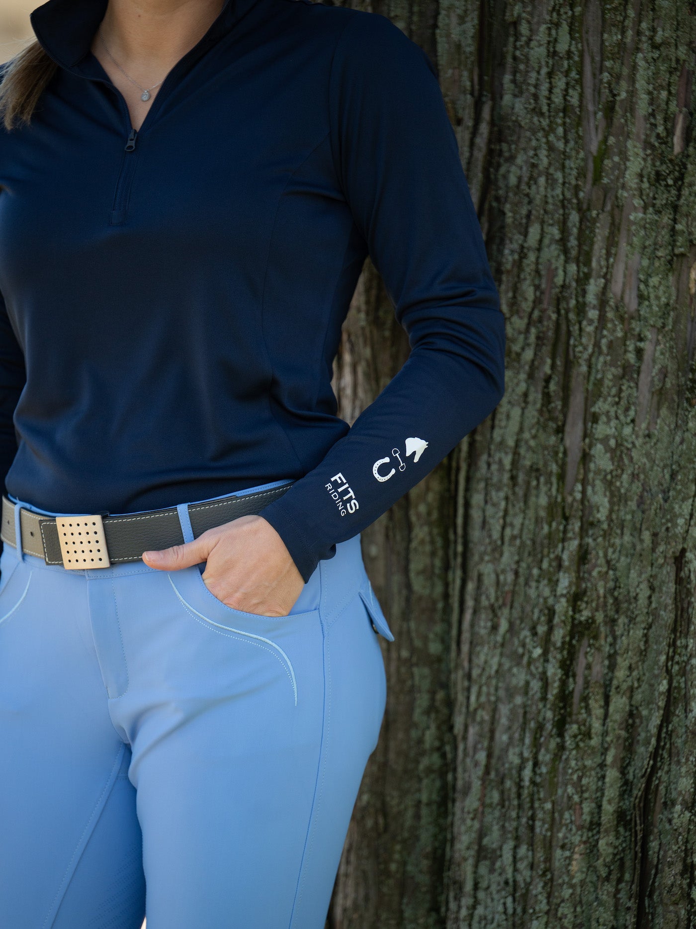 FITS Riding FITS Trio Graphic Quarter Zip Long Sleeve Navy - Shirts