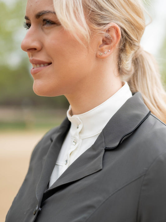 Grey mesh hunt show riding coat