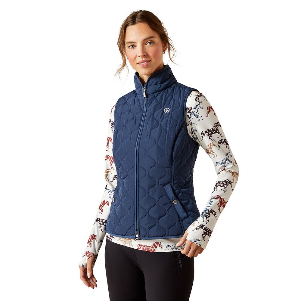 blue quilted vest