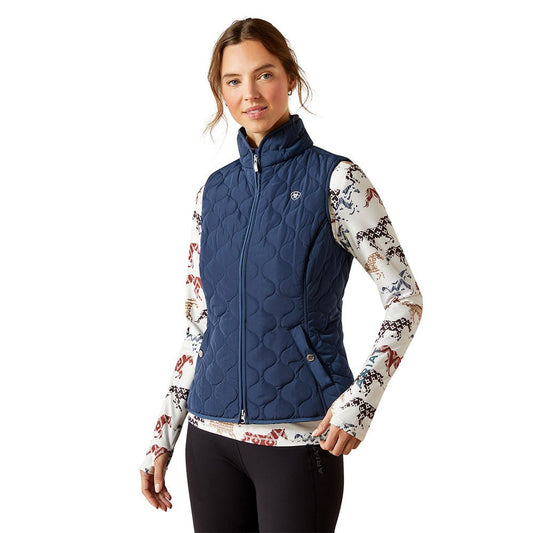 blue quilted vest