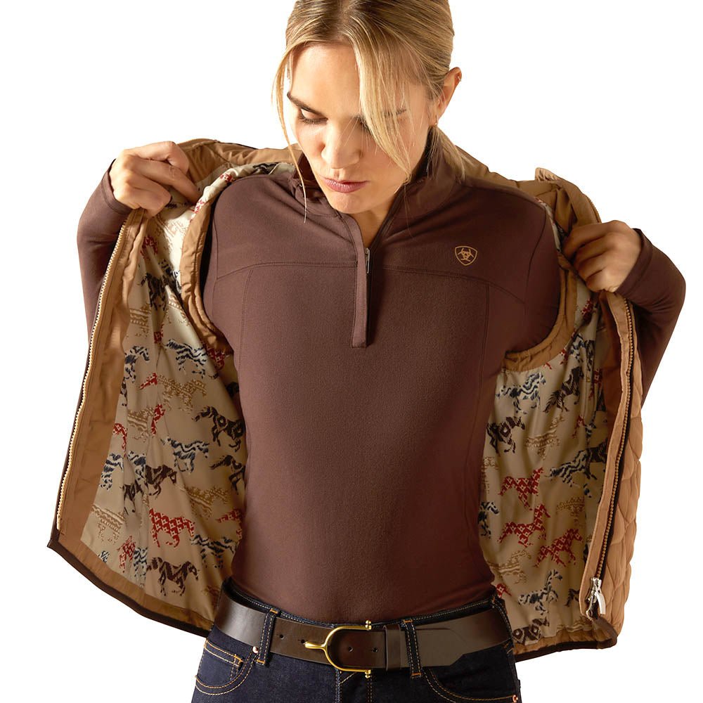 brown quilted vest