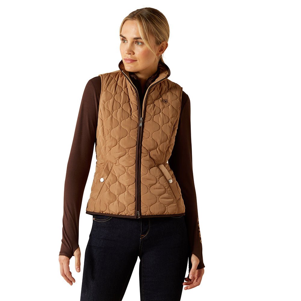 brown quilted vest