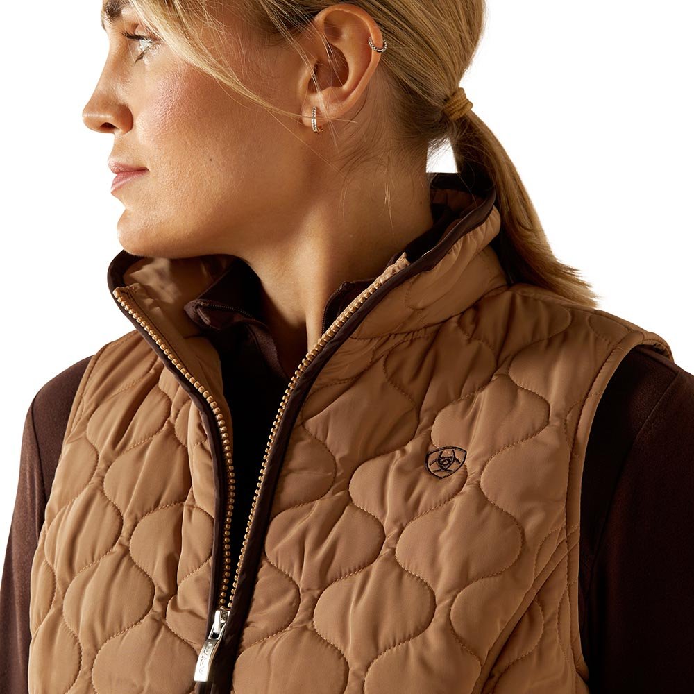 brown quilted vest