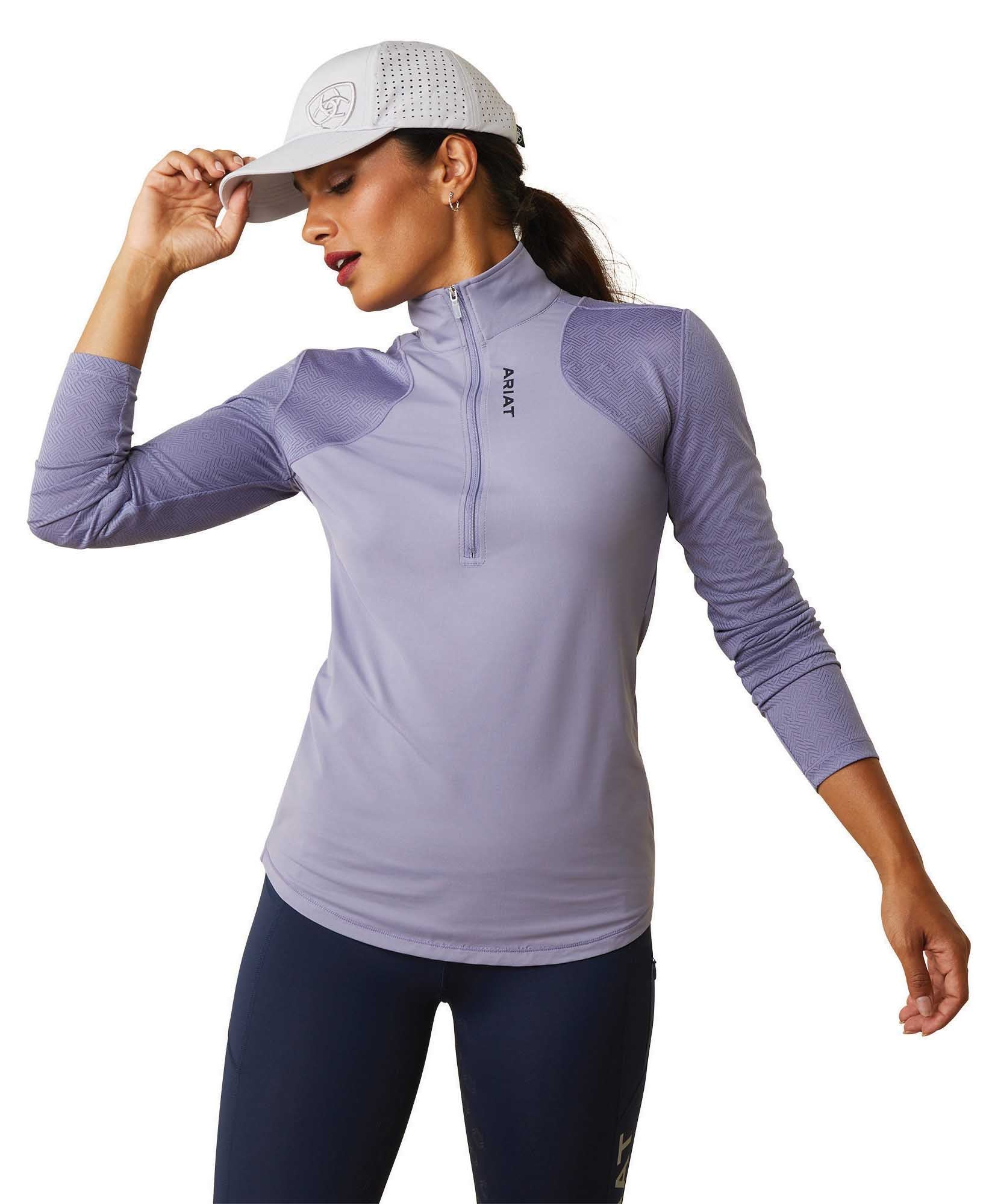 light purple quarter zip base layer