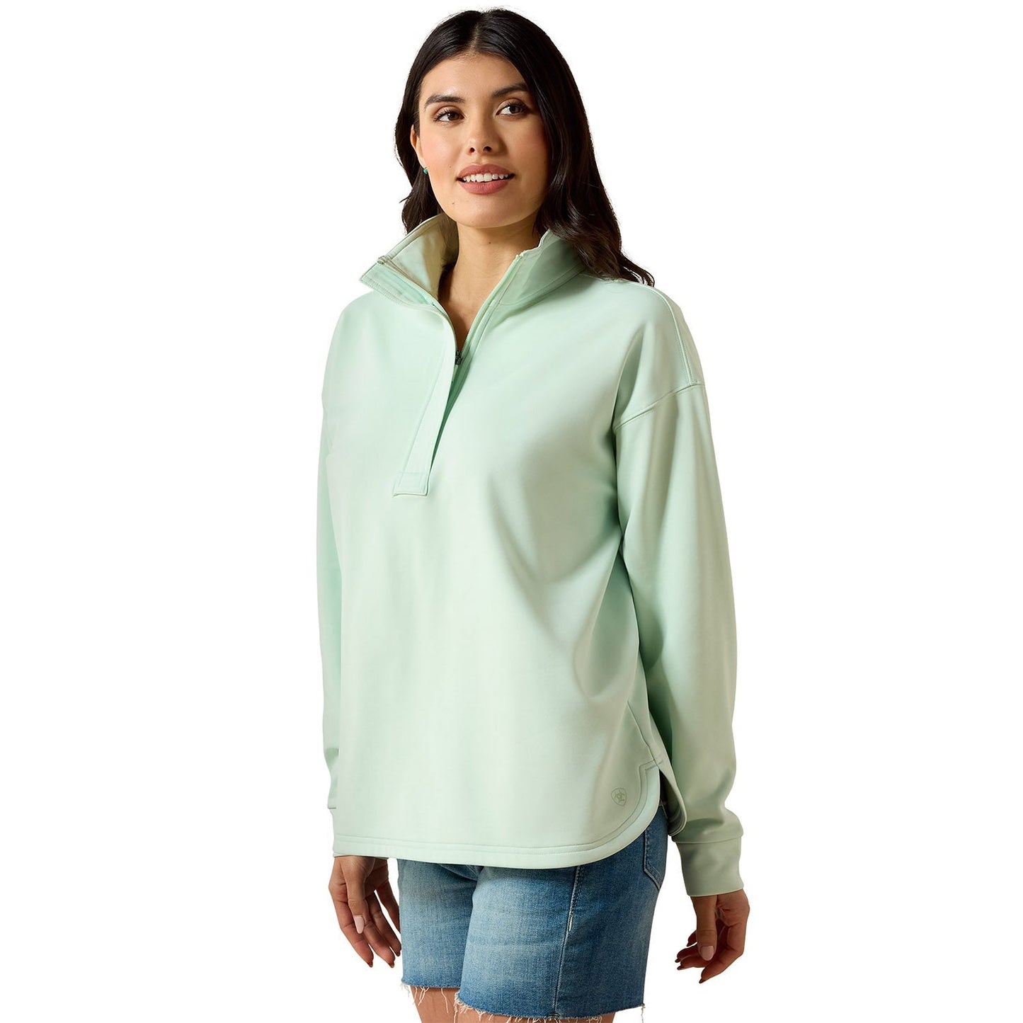 light green quarter zip pullover