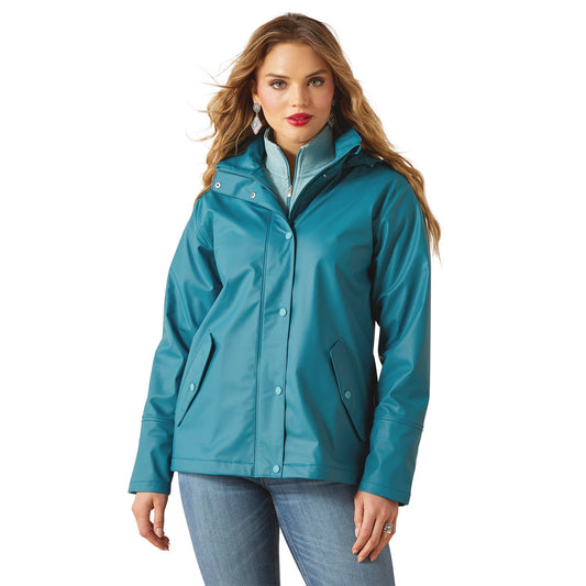 teal rain slicker