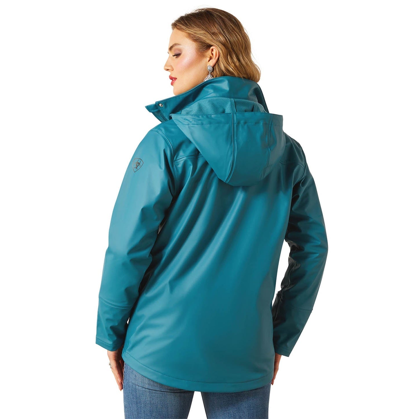 teal rain slicker