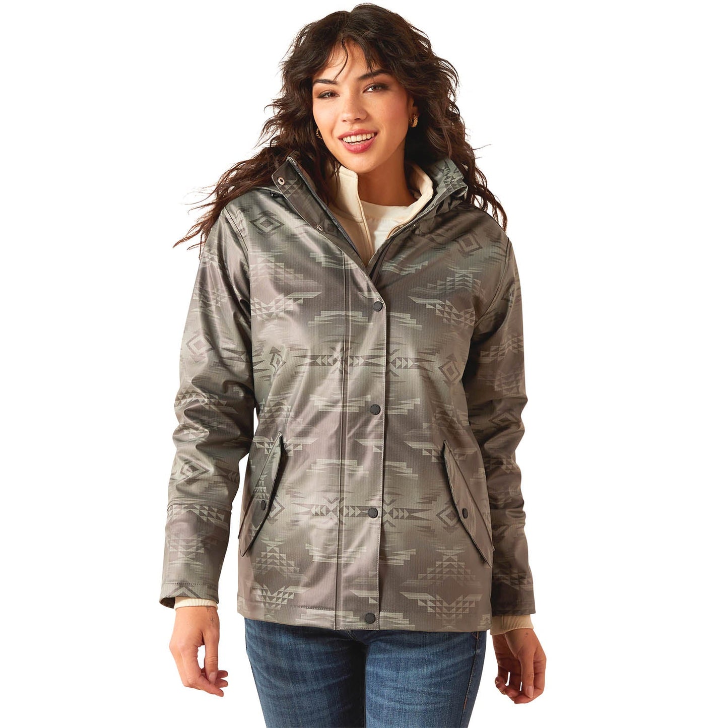 patterned rain slicker