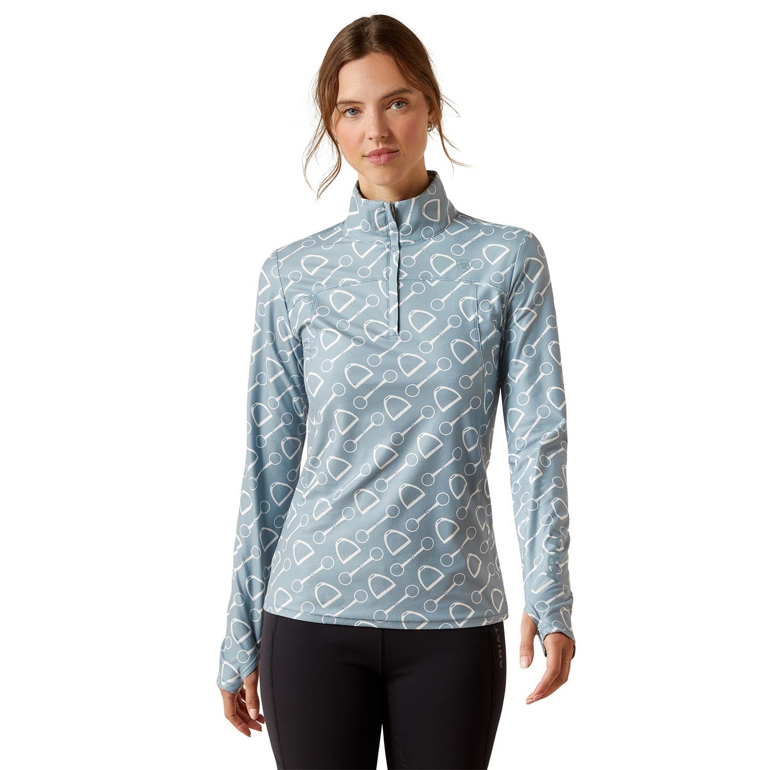 patterned long sleeve riding top