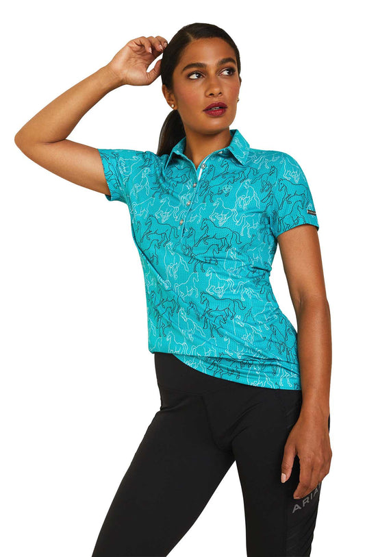 green printed polo shirt
