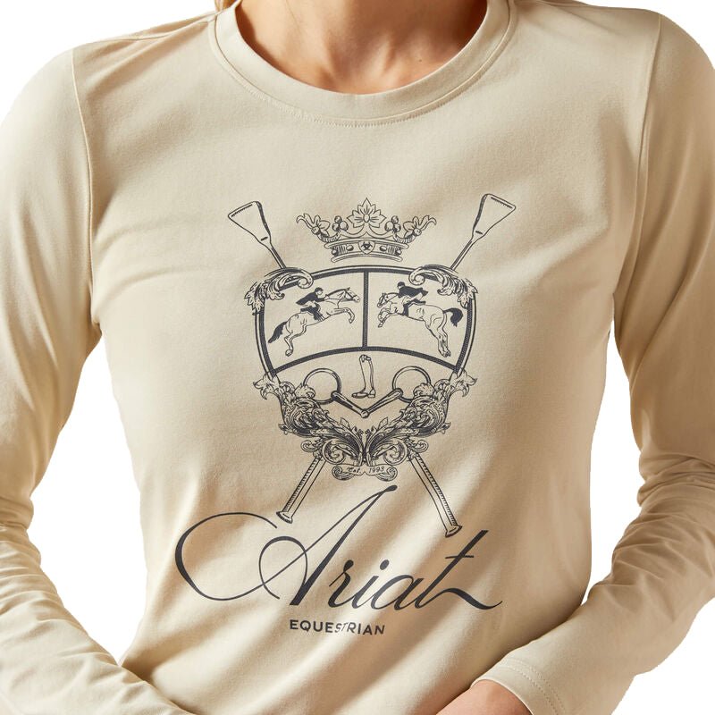 Beige long sleeve equestrian graphic tee