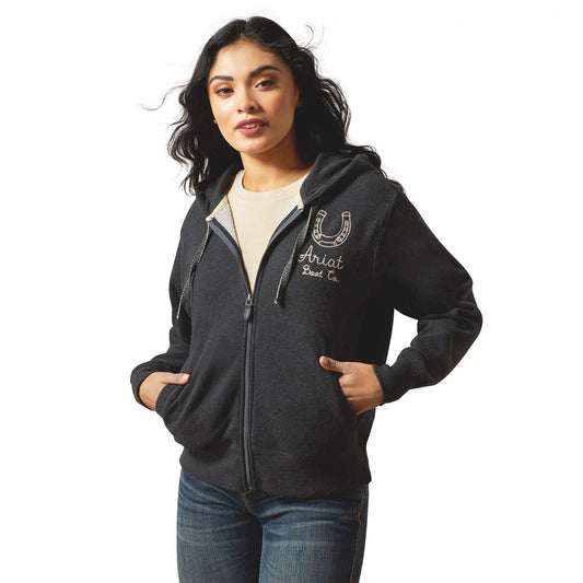 dark grey hoodie with logo