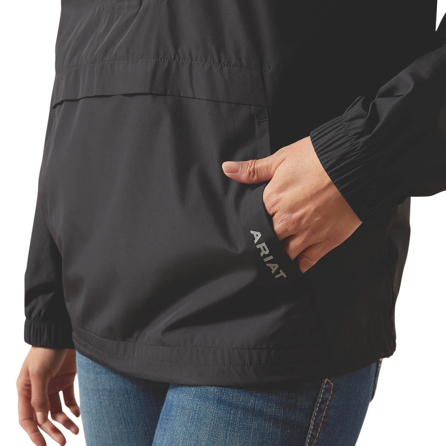 black pullover quarter zip jacket