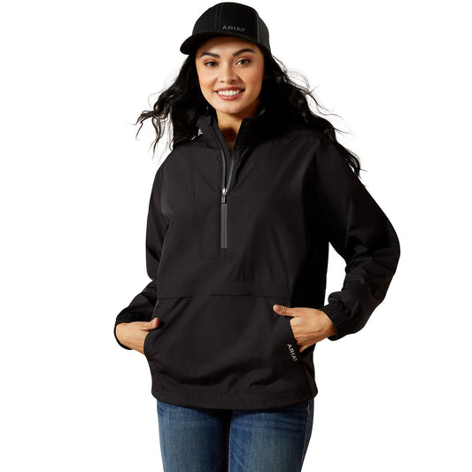 black pullover quarter zip jacket