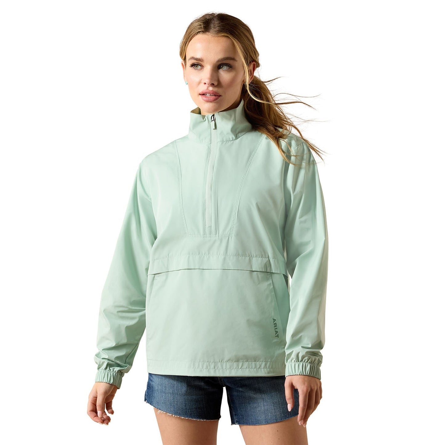 green pullover quarter zip jacket