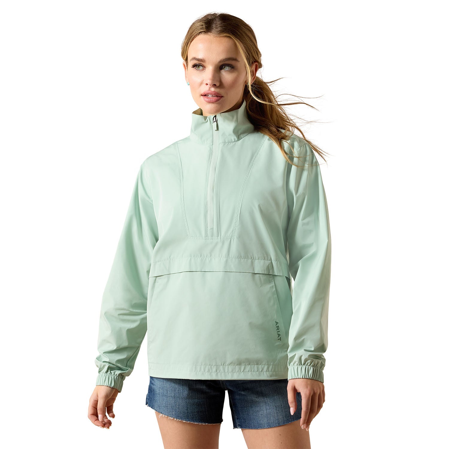 green pullover quarter zip jacket